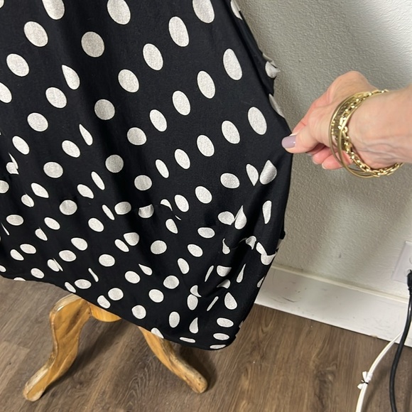 Gershon Bram Lagenlook Black with Gray Polka Dot Accent Midi Dress Size Small - Picture 4 of 11